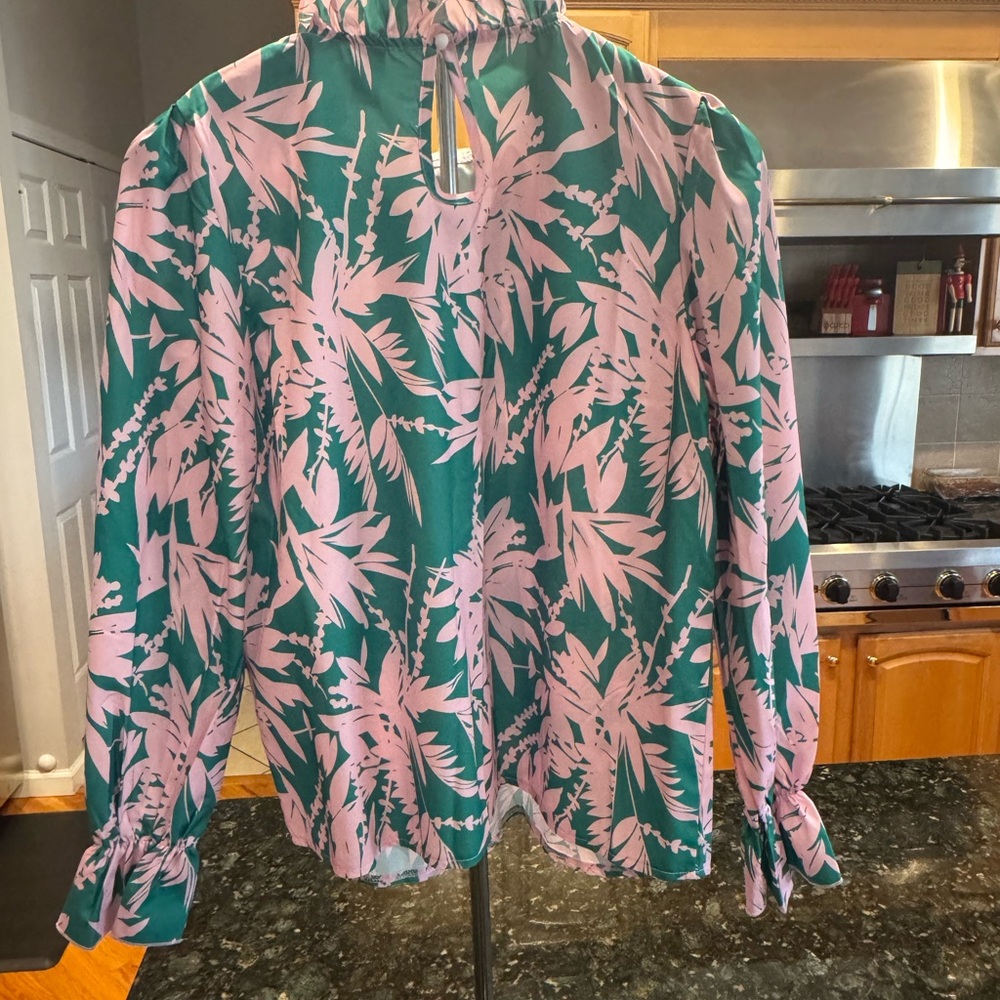 SHEIN Pink and Green Floral Blouse